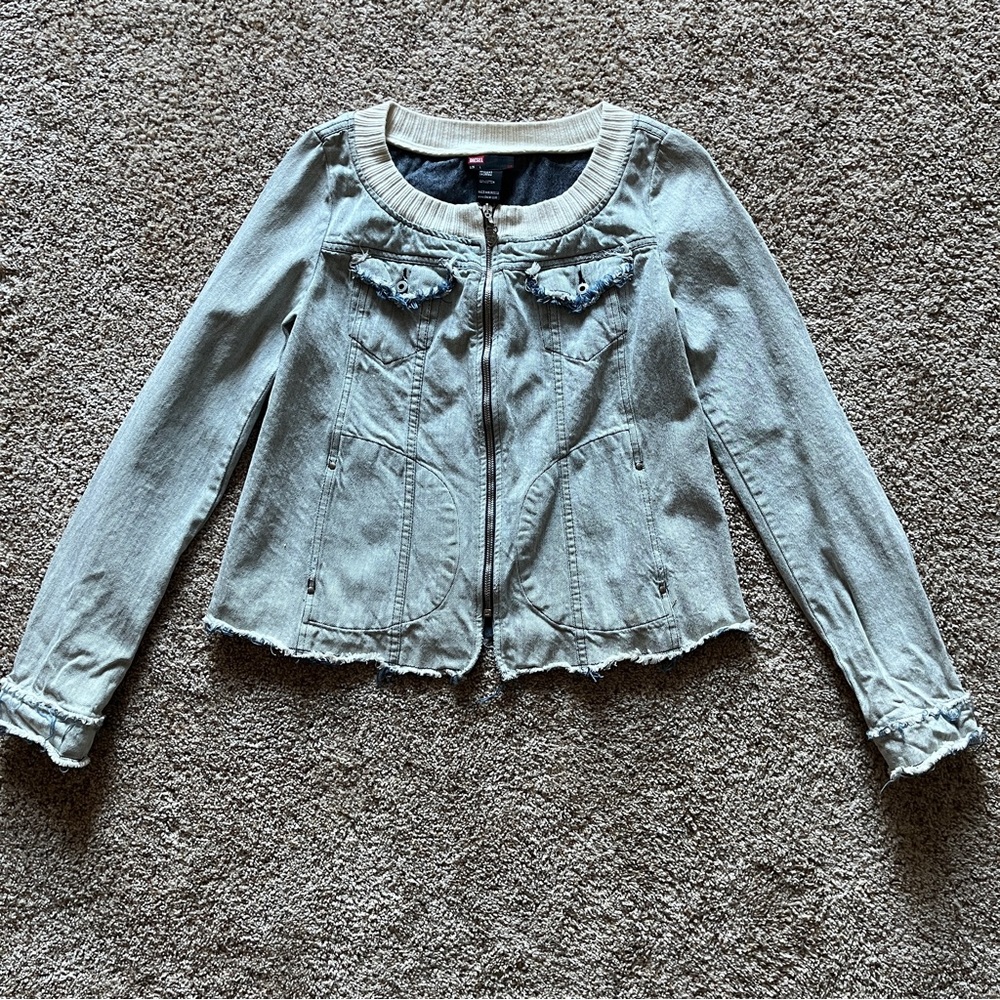 Diesel Acid Wash Denim Jacket w/ frayed hems size L